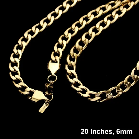 Simple Gold Metal Curb Link Necklace Chain 20 Inch Mens Woman Unisex Jewelry - Picture 3 of 8